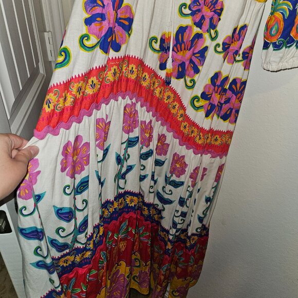 Farm Rio Off-White Vivid Garden Maxi Dress size L - Picture 8 of 11
